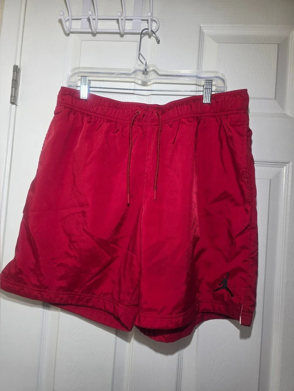 Jordan Men's Red Swim Trunks Shorts Size Large Mesh Lined Drawstring Athletic